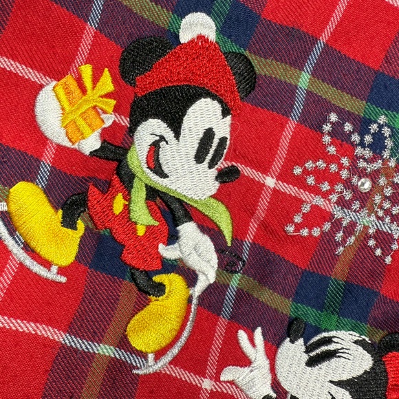 DISNEY‎ STORE Girls Plaid Mickey Minnie Ice Skating Christmas Nightgown 5-6 Cozy - Picture 4 of 12